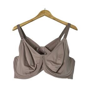 A473389 BREEZIES Jacquard Back Smoothing Unlined Underwire Bra Mink 46C